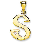 9ct Yellow Gold 0.01ct Diamond S Letter Pendant