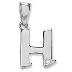 9ct White Gold 0.01ct Diamond H Letter Pendant