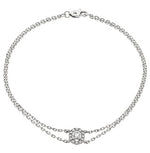 Oval Shape Halo Bracelet with Double Chain 0.30ct
