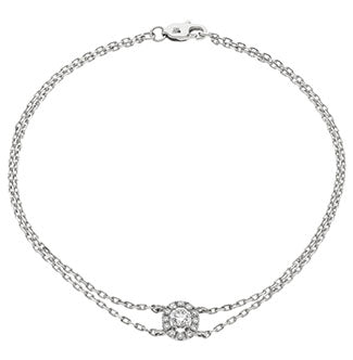 Oval Shape Halo Bracelet with Double Chain 0.30ct