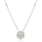 Hexagon Shape Double Halo Cluster Pendant and Chain 0.80ct