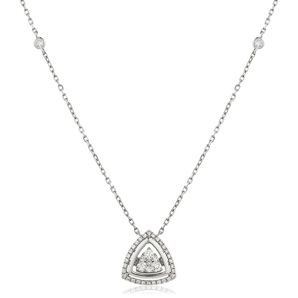 Trillion Shape Halo Cluster Pendant and Chain 0.60ct