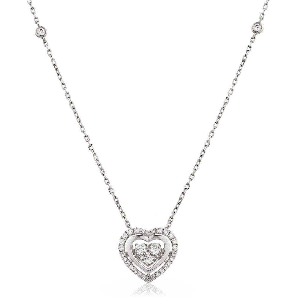 Halo Heart Pendant and Chain 0.65ct