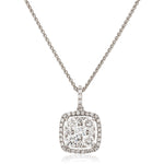 Cushion Shape Halo Cluster Pendant and Chain 0.75ct