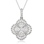 Fancy Halo Cluster Pendant and Chain 0.80ct