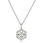 Hexagon Shape Double Halo Cluster Pendant and Chain 0.60ct
