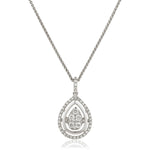 Pear Shape Halo Cluster Pendant and Chain 0.45ct