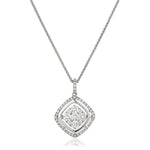 Cushion Shape Halo Cluster Pendant and Chain 0.90ct