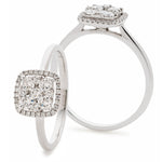 Cushion Shape Cluster Wed Fit Diamond Ring 0.50ct