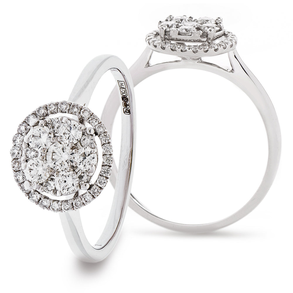 Round Halo Cluster Ring 0.50ct