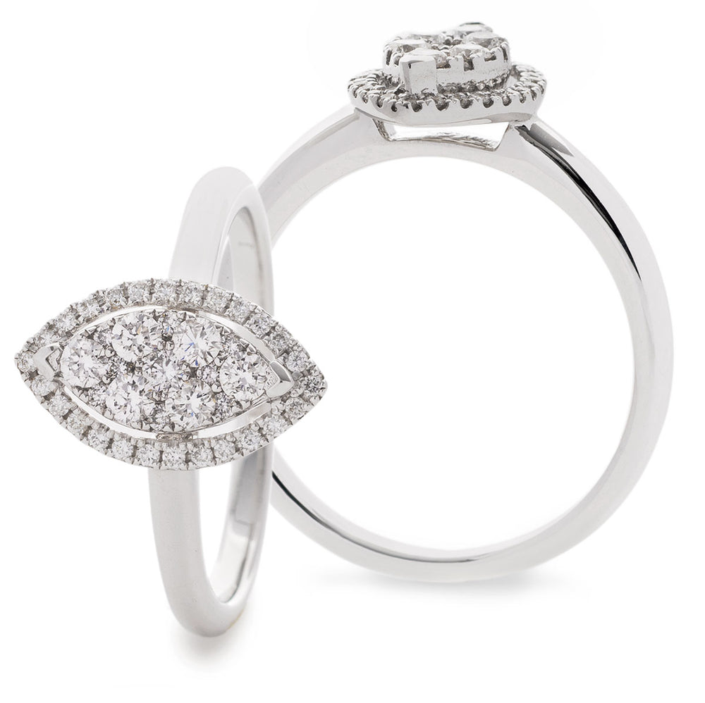 Marquise Shape Cluster Ring 0.45ct