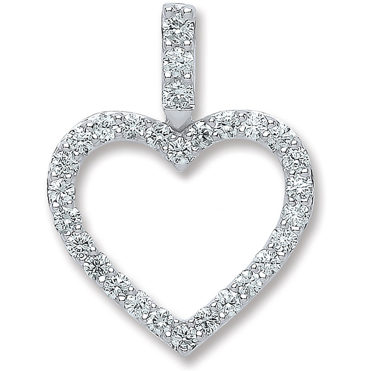 18ct White Gold 0.60ct H-SI Diamond Drop Heart Pendant