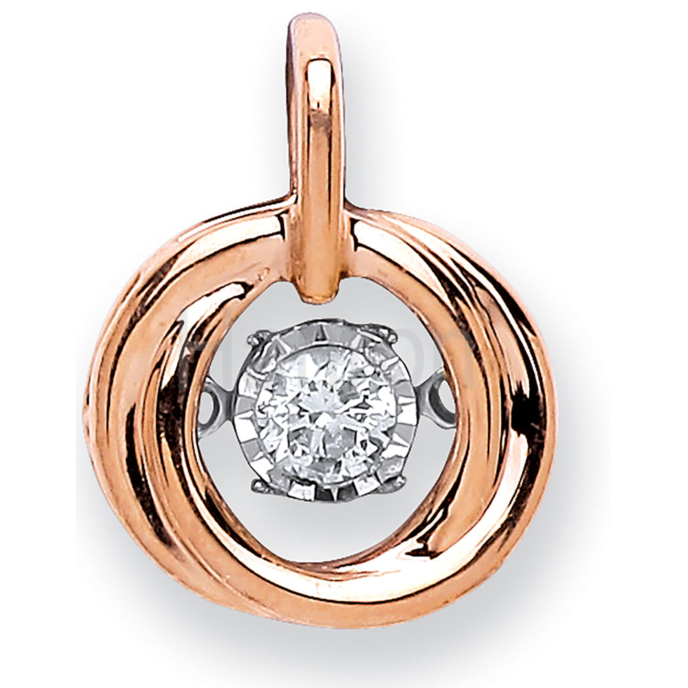 9ct Rose Gold 0.10ct Dancing Diamond Circle Pendant