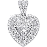 18ct White Gold 1.35ct Heart Pave Pendant