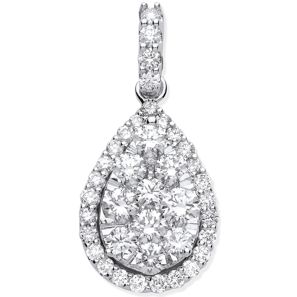 18ct White Gold 1.62ct Pear Shaped Drop Pendant