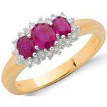 9ct Yellow Gold 0.20ct Diamond & 0.85ct Ruby Cluster Ring