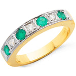 18ct Yellow Gold 0.15ct Diamond & 0.75ct Emerald Eternity Ring