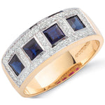 9ct Yellow Gold 0.22ct Diamond & 1.16ct Blue Sapphire Eternity Ring