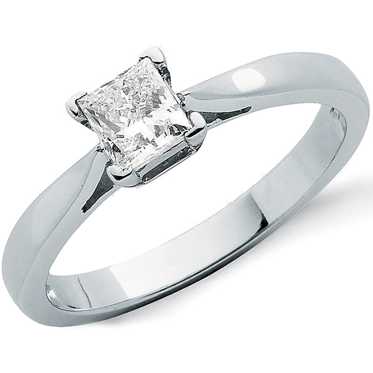 18ct White Gold 0.50ct Princess Cut Diamond Engagement Ring