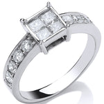 18ct White Gold 0.75ct 4 Stone Centre Princess Cut Diamond Engagement Ring