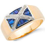9ct Yellow Gold 0.11ct Diamond & 2.70ct Blue Sapphire Scotland Ring
