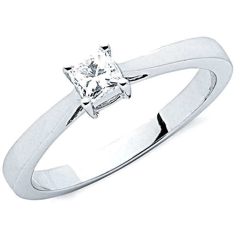 9ct White Gold 0.25ct Princess Cut Diamond Engagement Ring