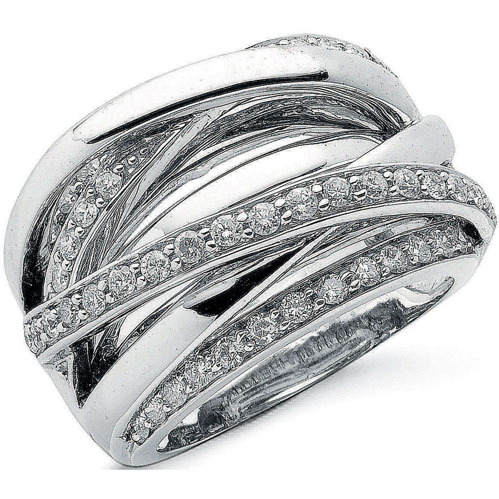 9ct White Gold 1.00ct Diamond Crossover Ring