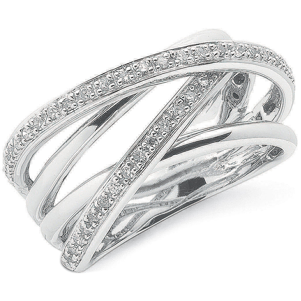 9ct White Gold 0.25ct Diamond Crossover Ring