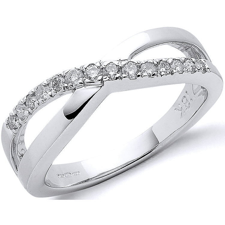 18ct White Gold 0.25ct Crossover Diamond Ring