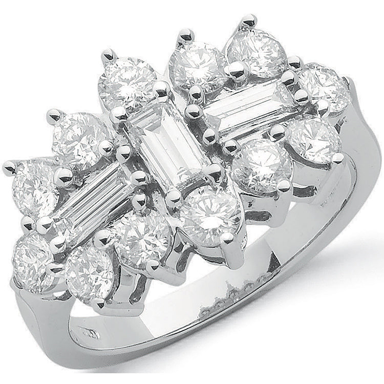 18ct White Gold D.2.00ctw Diamond Boat/Cluster Ring