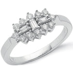 18ct White Gold D.0.50ctw Diamond Boat/Cluster Ring