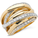 9ct Yellow Gold 1.00ctw Diamond Crossover Ring