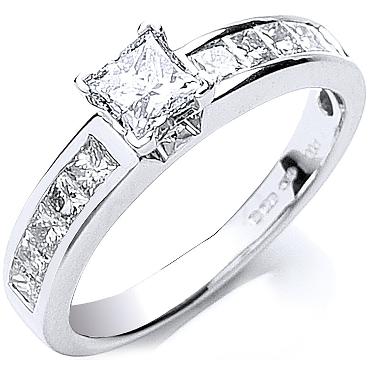 18ct White Gold 1.00ct Princess Cut Diamond Ring