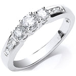 18ct White Gold 0.50ct Trilogy Ring With Diamond Shoulders