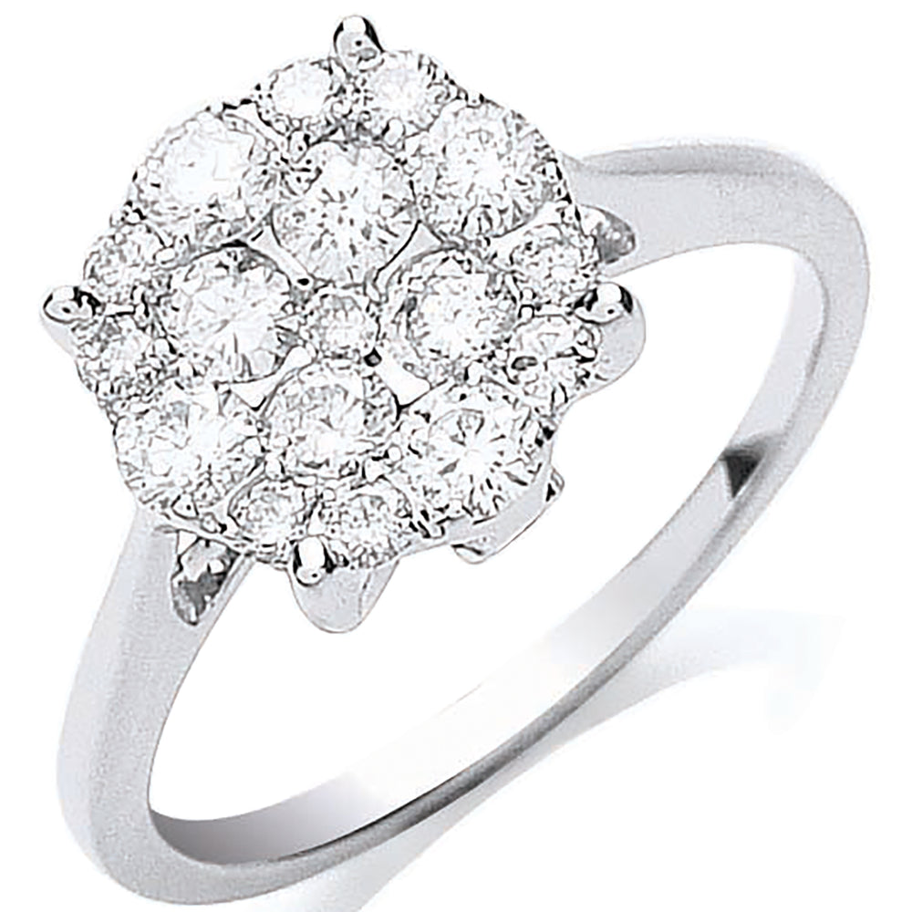 18ct White Gold 0.75ct Cluster Diamond Ring