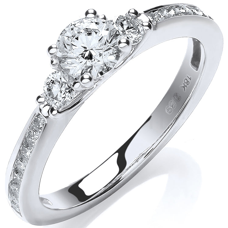 18ct White Gold 0.70ct Fancy Trilogy Ring