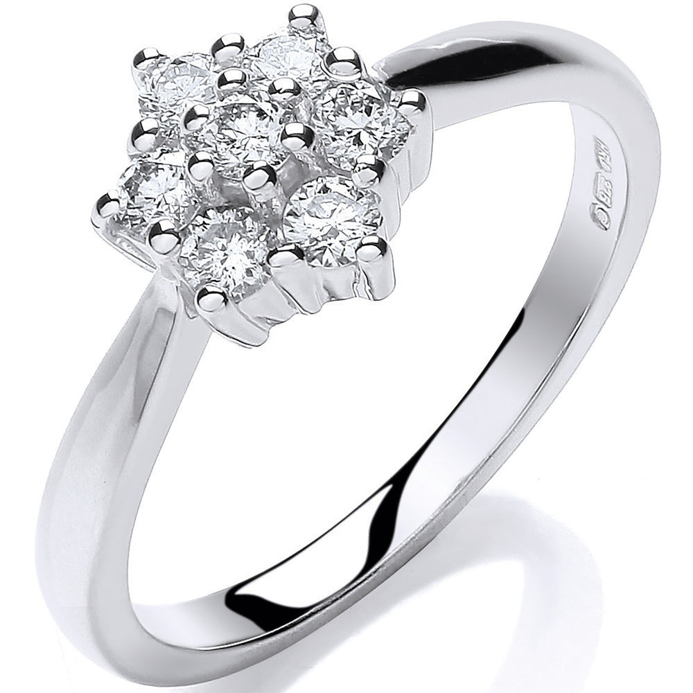 9ct White Gold 0.33ct Diamond 7St Cluster Ring