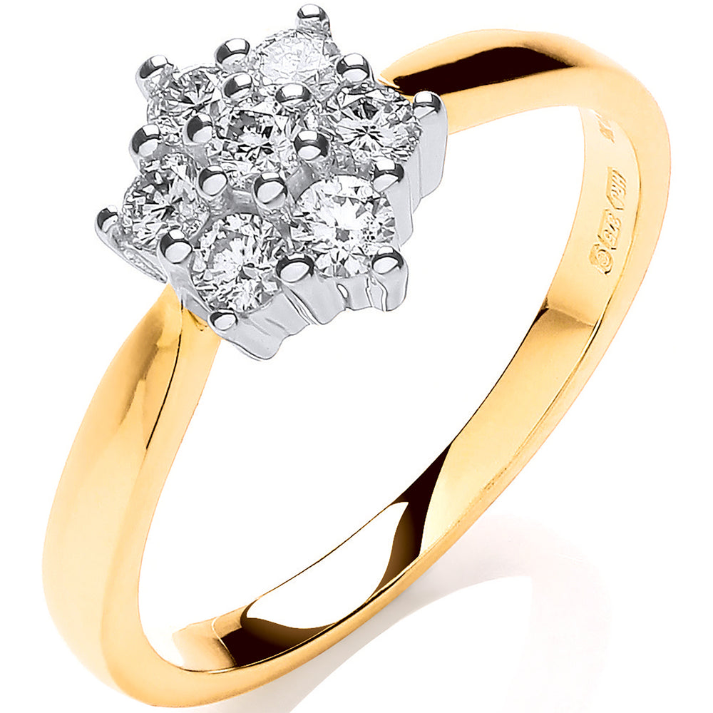 9ct Yellow Gold 0.33ctw Diamond 7St Cluster Ring
