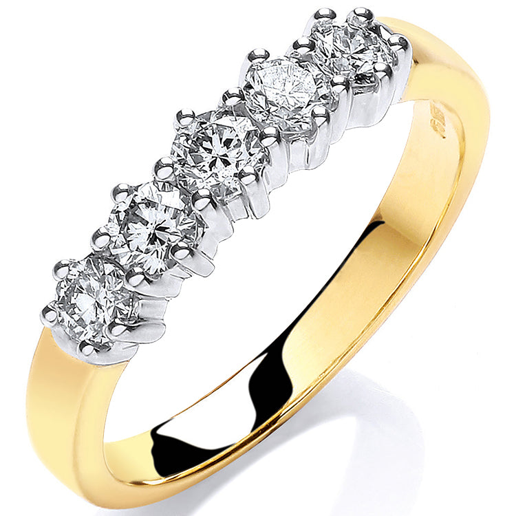 18ct Yellow Gold 0.50ctw 5 Stone Diamond Eternity Ring