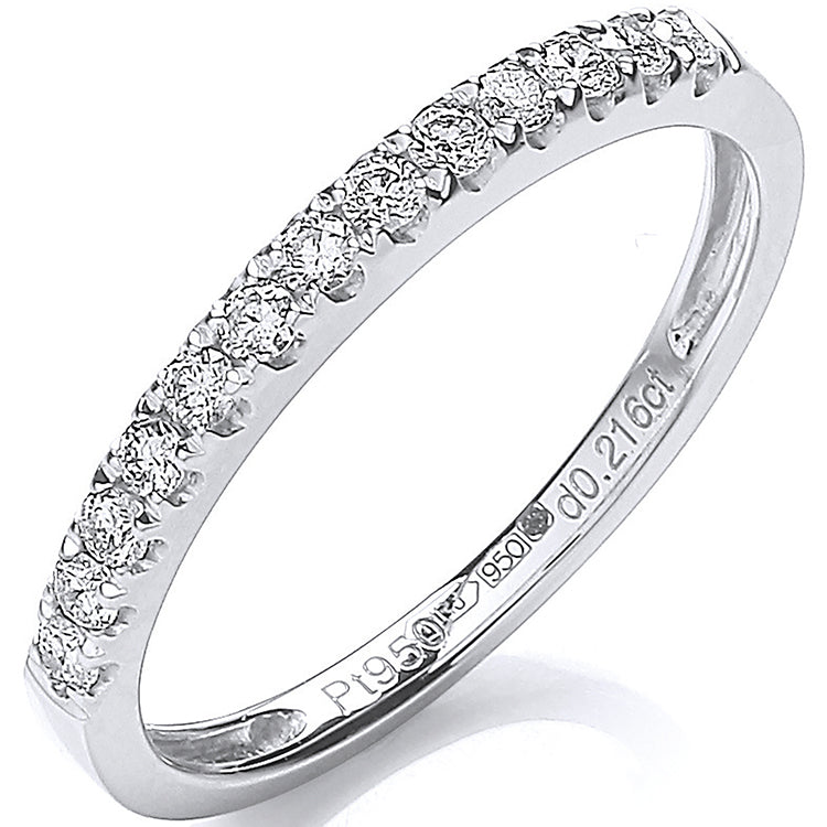 Platinum 0.20ct G/H-Si Half Eternity Diamond Ring