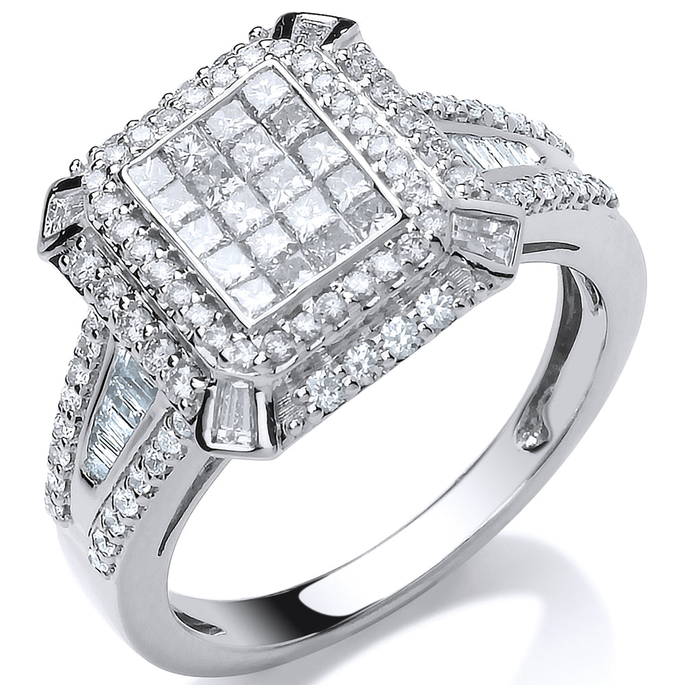 18ct White Gold 1.00ct H-SI Diamond Fancy Ring