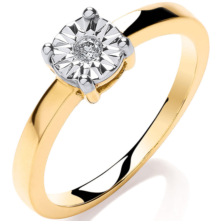 9ct Yellow Gold 0.05ct Diamond Solitaire Ring