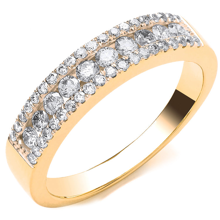 18ct Yellow Gold 0.50ct GH-SI Diamond Half Eternity Ring