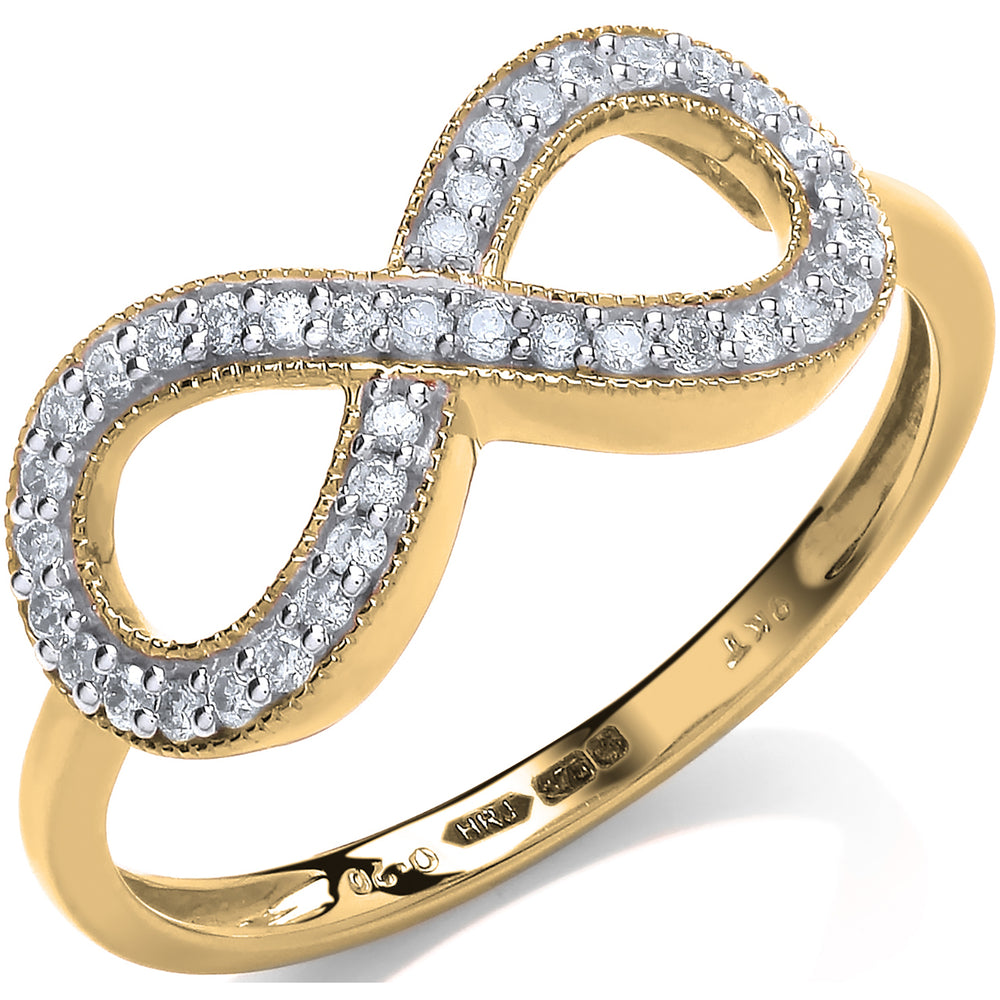 9ct Yellow Gold 0.20ct Diamond Infinity Dress Style Ring