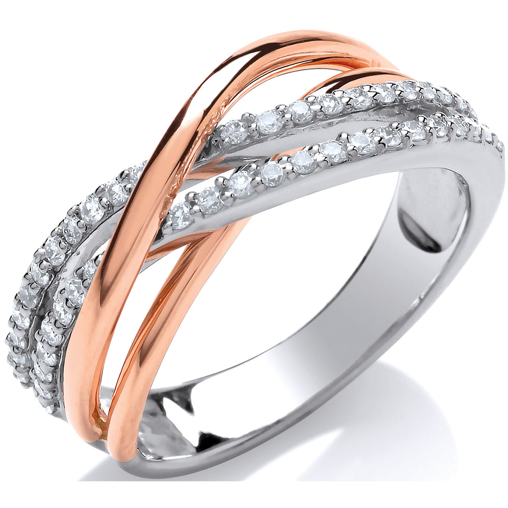 9ct 0.33ct White & Rose Gold Diamond Dress Ring.