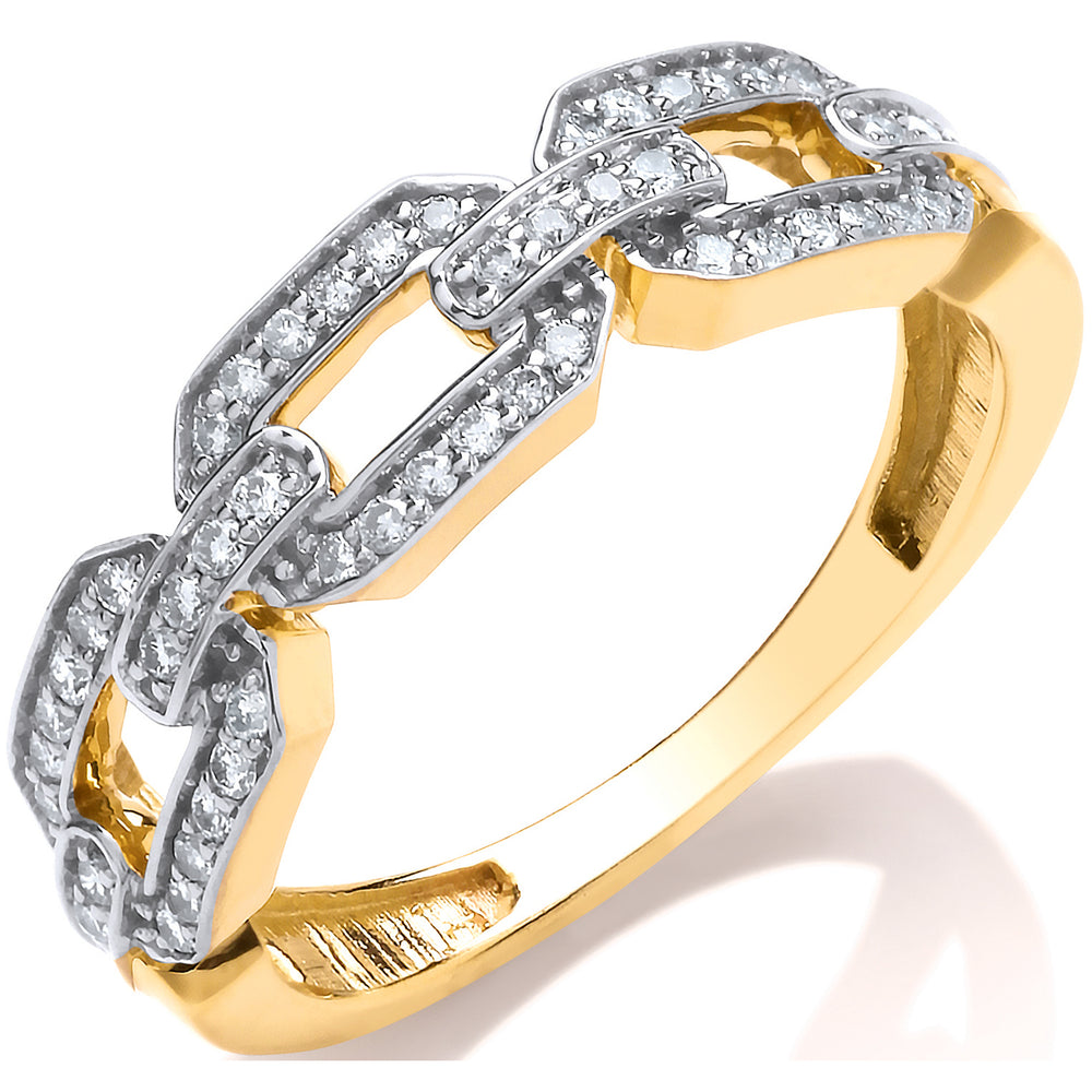 9ct Yellow Gold Chain Design 0.25ctw Diamond Ring