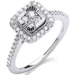 9ct White Gold 0.40ctw Diamond Cluster Ring with D/C Bezel