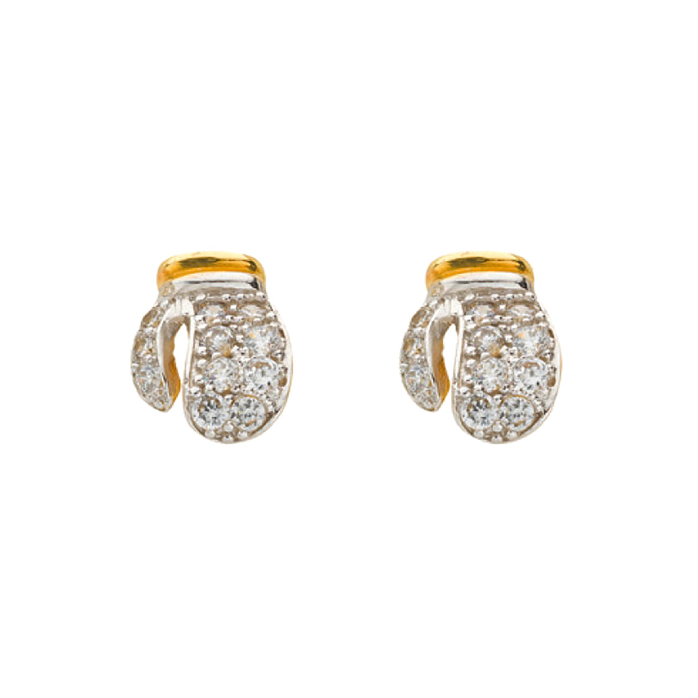 9ct Yellow Gold Cubic Zirconia Boxing Gloves Stud Earrings