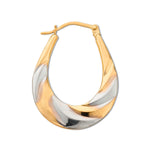 9ct Yellow & White Gold Oval Hoop Earrings