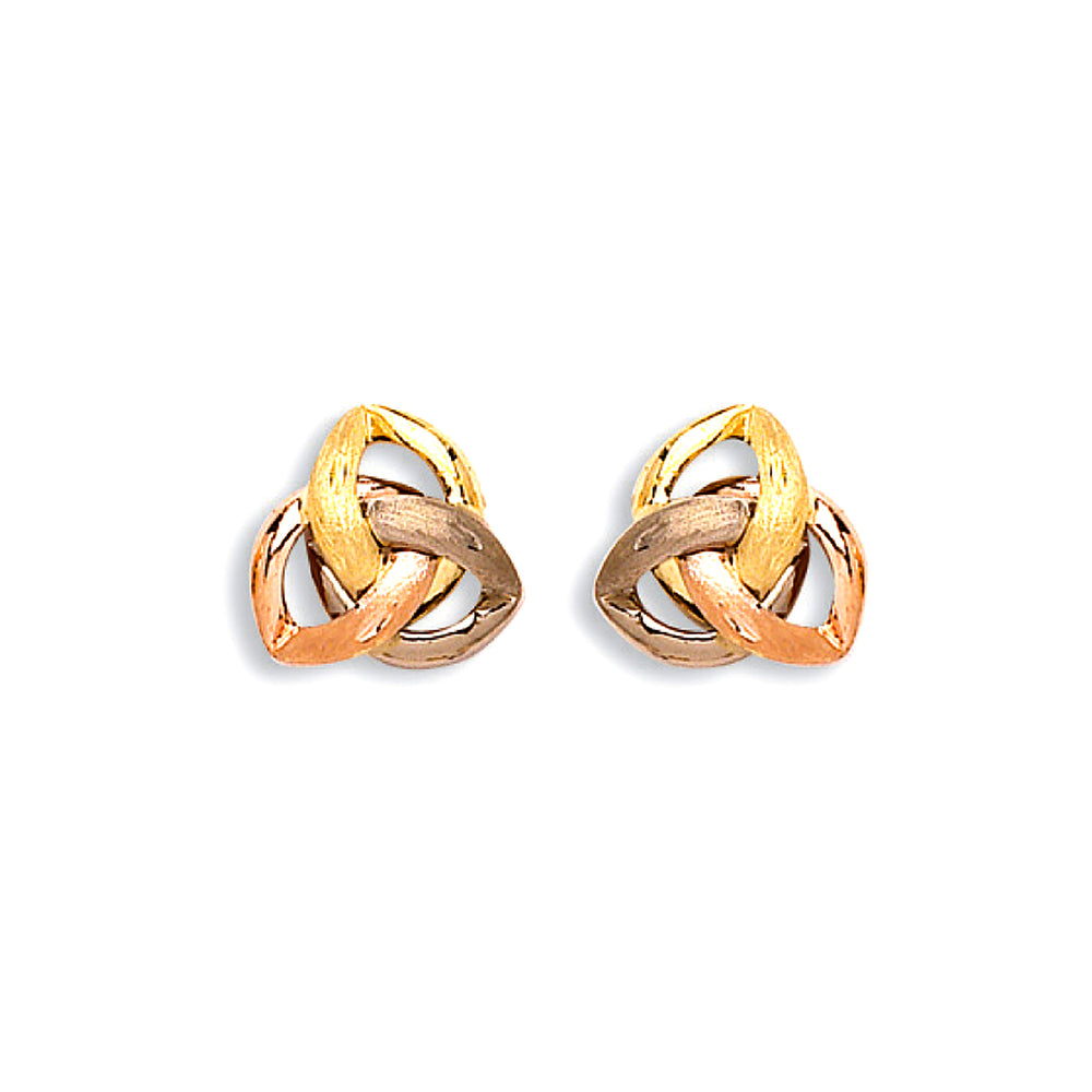 9ct Yellow White & Rose Gold Fancy Stud Earrings